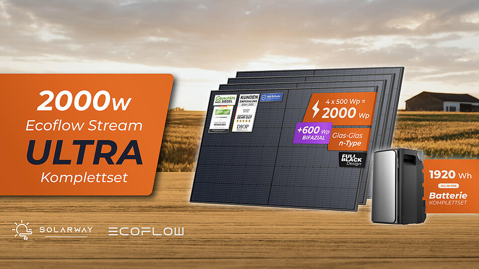 Ecoflow Balkonkraftwerk EcoFlow STREAM Ultra & AC Pro Balkonkraftwerk 3,84kWh Speicher 0% MwSt