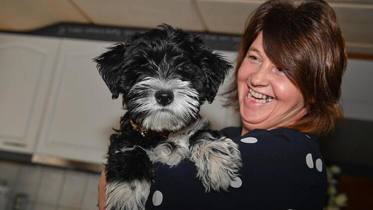 Marianne Besjes spielt mit einem ihrer Hunde... Foto: Ronald Rinklef