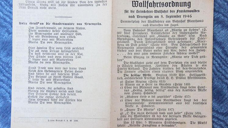 Die Wallfahrtsordnung aus dem Jahr 1946  Repro: Friedwald Schedel