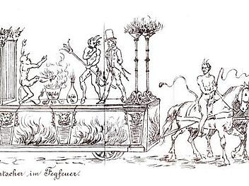 "Die Bierpanscher im Fegfeuer" - Zeichnung von 1885  Quelle: Staatsbibliothek Bamberg, Repros: Gerald Raab