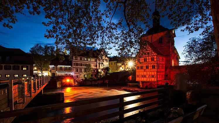 Bamberg, Altes Rathaus, Abend
