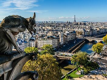 Notre Dame de Paris: Ber&uuml;hmte steinerne D&auml;monen, Wasserspeier und Chim&auml;ren. Notre Dame de Paris: Famous Stone demons gargoyle and chimera.