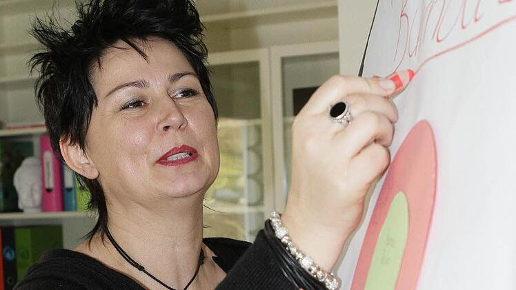 Kerstin Griesenbrock erklärt plastisch die zwölf Stufen, die Menschen mit Erschöpfungssyndrom durchlaufen. Fotos: Jochen Nützel
