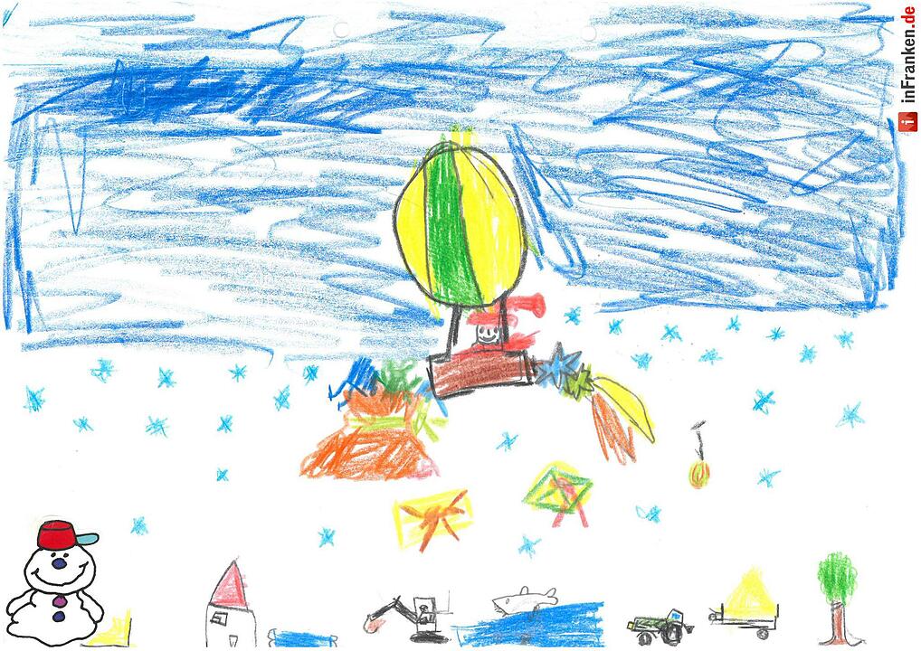 Selbstgemalte Weihnachtsbilder von Kindern aus Franken 2016
