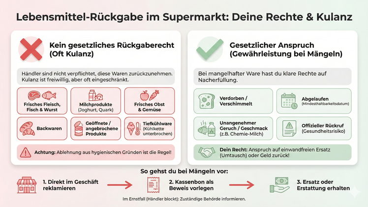 Lebensmittel-R&uuml;ckgabe im Supermarkt: Fast alle Kunden sind im Unrecht