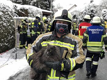 Wohnhausbrand in Adelsdorf - Feuerwehr rettet zwei Katzen