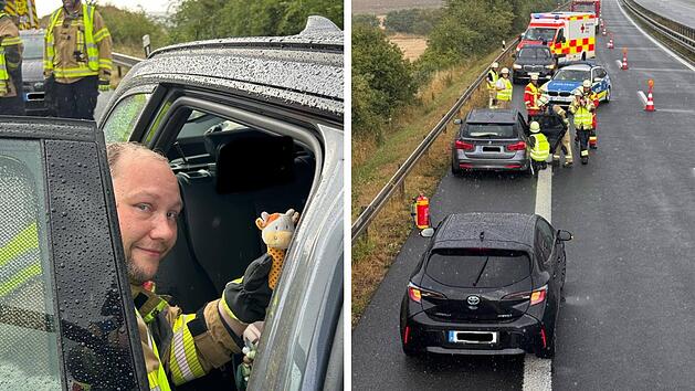 Lichtenfels: Unfall auf A73 - Feuerwehr kümmert sich um Säugling