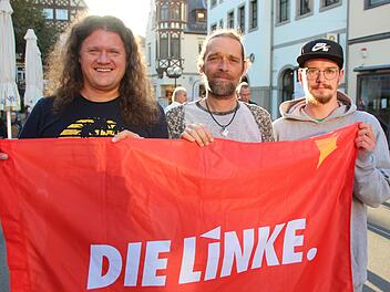 Frank Hertel (von links), Christian Hänsch und Maximilian Gerber wollen mindestens einen Linken in den Stadtrat bringen. Benedikt Borst