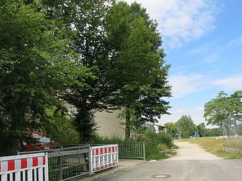 Der letzte Teil  des Schulwegs der Kinder von der Hauptstraße kommend führt  am Hesselbach  entlang bis zum Bachübergang (Brücke links). Von dort führt der Weg direkt  zum Eingang der Schule.   Foto: Dagmar Niemann