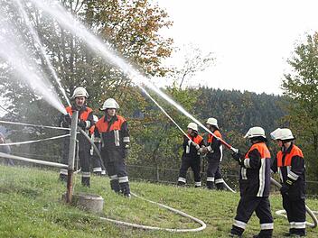 Die Freiwillige Feuerwehr Neuengrün nahm in Wellesberg den Erstangriff vor. Foto: Alexander Löffler