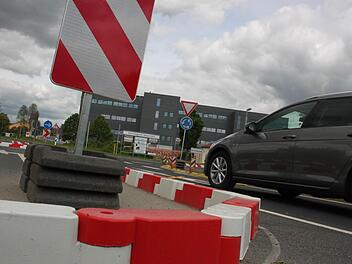 Der Kreisverkehr am Gewerbegebiet Mangelsfeld  Foto: Paul Ziegler