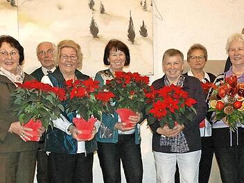 Insgesamt 13 Mitglieder des Thüringerwald-Vereins Coburg erreichten die Plätze eins bis zehn beim fröhlichen Wettstreit um den Titel des Wanderkönigs. Wanderkönigin wurde Christine Bauersachs (Fünfte von links).  Foto: Edwin Meißinger