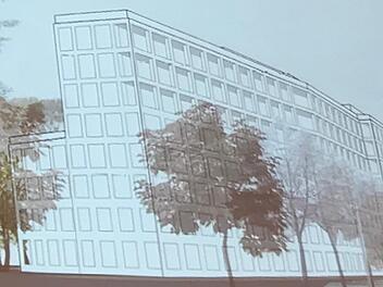 So soll das Gebäude nach dem Vorentwurf von Heim Kuntscher Architekten und Stadtplaner, München, aussehen. Nicht alle im Stadtrat können sich mit der Dimension anfreunden.  MW