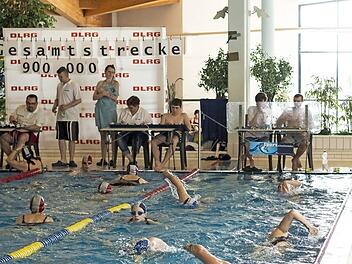 Die Schwimmer absolvieren in Hirschaid Bahn für Bahn. Foto: DLRG