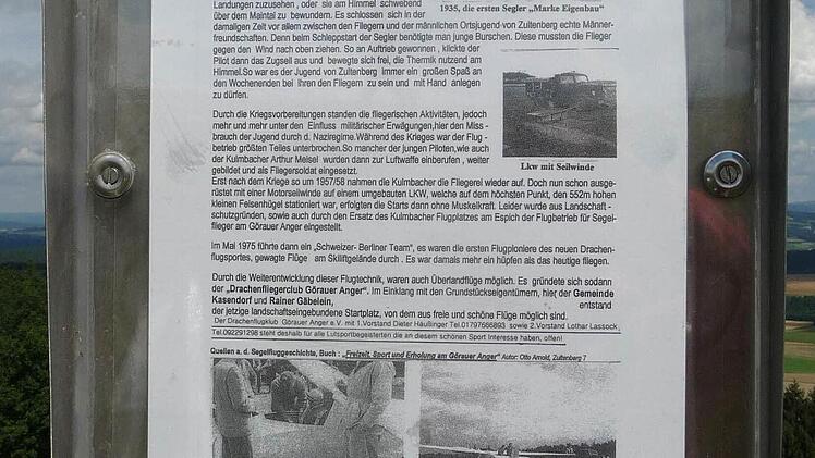 Eine Infotafel des Drachenflugclubs Görauer Anger. Foto: Irmtraud Fenn-Nebel