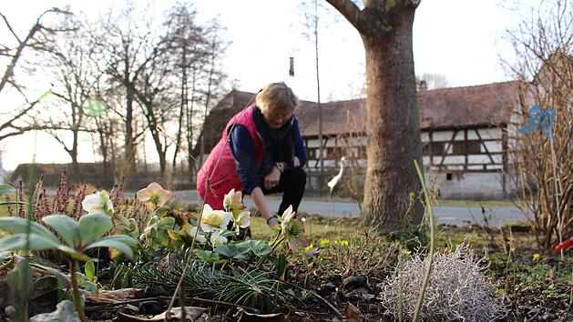 Rosi Beucher genie&szlig;t die sonnigen Stunden im Garten. Bei der Pflege ihrer gr&uuml;nen Oase bekommt sie Unterst&uuml;tzung von Mann Josef. Foto: Yannick Hupfer
