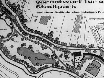 Das ist der Plan vom 23. Mai 1996 f&uuml;r einen Stadtpark anstelle des alten Freibades.  Fotos: FT-Archiv