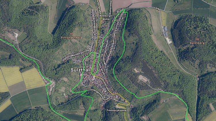 Die vom Gemeinderat mehrheitlich genehmigte Mountainbike-Strecke durch die Gemarkung Sulzthal. Rhön-Hessen-Forstconsulting