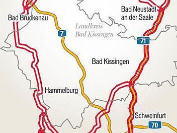 Vorschläge Erdverkabelung Südlink im Landkreis Bad Kissingen;Quelle: Tennet; Grafik: Carolin Höfler