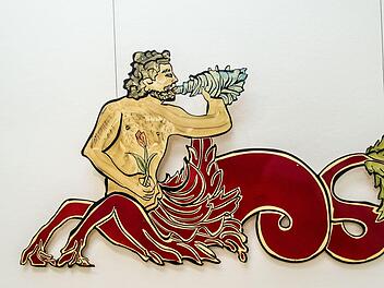 Moritz Götzes "Meergott" ist seit Samstag in einer großen Ausstellung im Kunstverein Coburg zu sehen.Foto: Jochen Berger