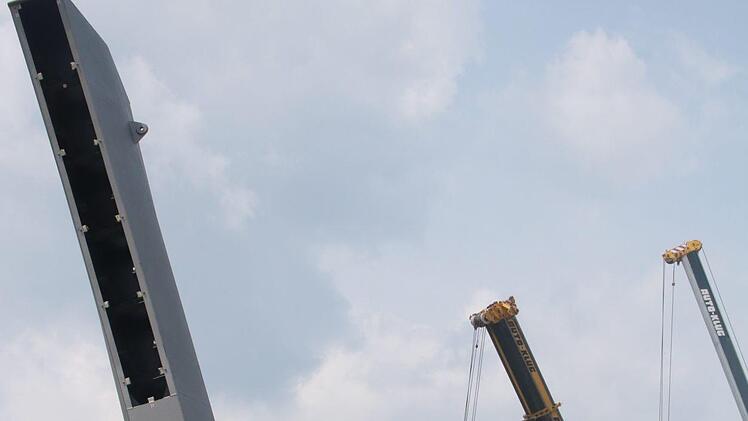 Blick auf die Brückenbaustelle in Untersteinach. Foto: Jürgen Gärtner