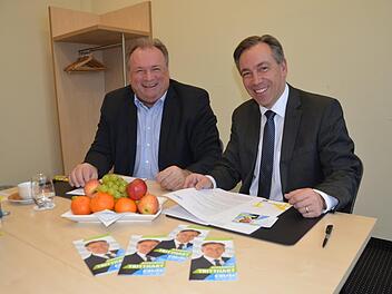 Gut gelaunt beim Blick in die Zukunft des Landkreises (von rechts): Landrat Alexander Tritthart und Fraktionsvorsitzender Walter Nussel  Foto: Bernhard Panzer