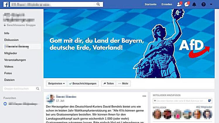 Screenshot    von der internen  AfD-Gruppe