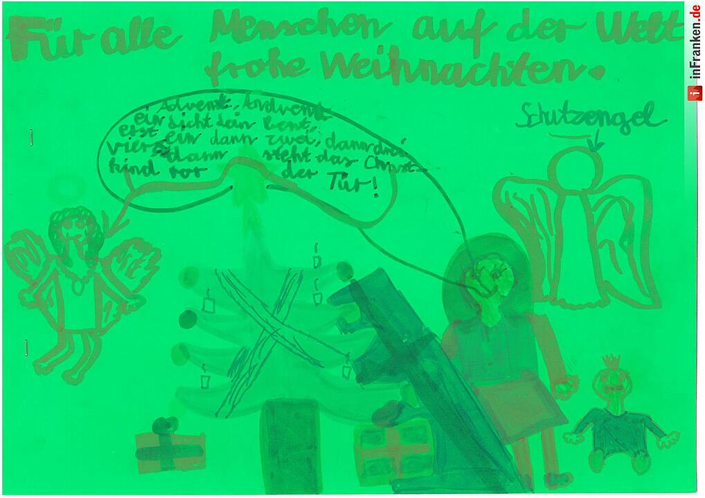 Selbstgemalte Weihnachtsbilder von Kindern aus Franken 2016