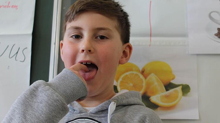 In der Mitte der Zunge schmeckt Dominik sauer.