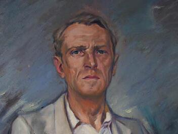 Der Künstler und Kunstpädagoge Professor Eduard Schneider (1897 - 1975) in einem Selbstbildnis, das er 1951 angefertigt hatte. Die Ähnlichkeit mit der Realität soll erstaunlich gut getroffen worden sein. Foto: Siegfried Sesselmann