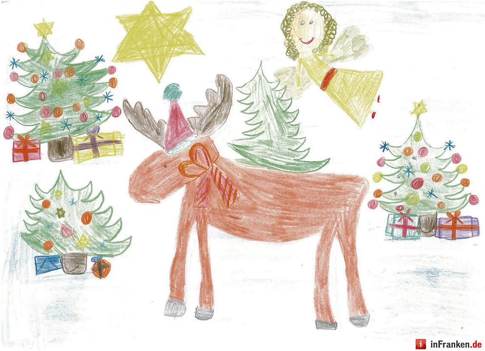 Selbstgemalte Weihnachtsbilder von Kindern aus Franken 2016