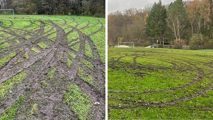 Zeil am Main: Unbekannte Vandalierer driften über Spielplatz - "Ist eine Schweinerei"