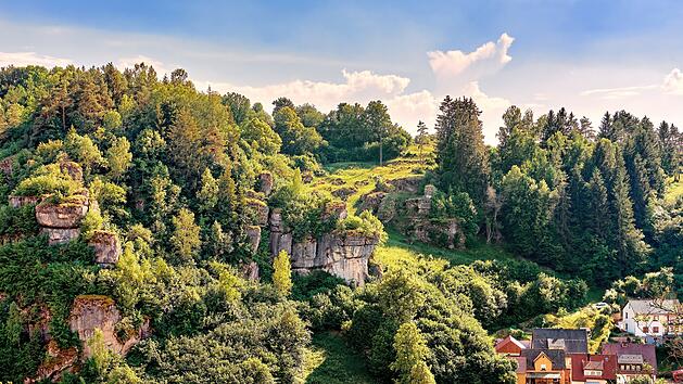 Felsformationen bei Pottenstein im Landkreis Bayreuth, Wandern, Wanderung, Ausflug