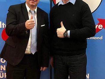 Sie ziehen f&uuml;r die AfD im Stimmkreis Wunsiedel-Kulmbach in den Wahlkampf: Landtagskandidat Gerd K&ouml;gler (links) und Bezirkstagskandidat Christian Engel. Foto: Afd