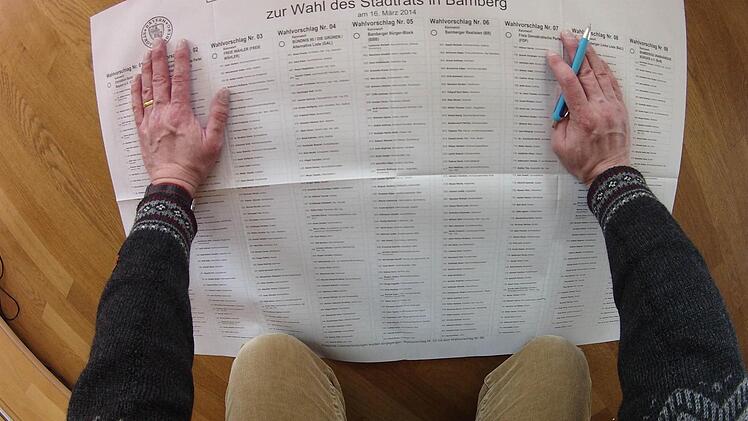 Für die Stadtratswahl am 16. März in Bamberg wird es neue Stimmzettel geben. 46 000 Exemplare mit falschen Angaben müssen vernichtet werden. Foto: Ronald Rinklef