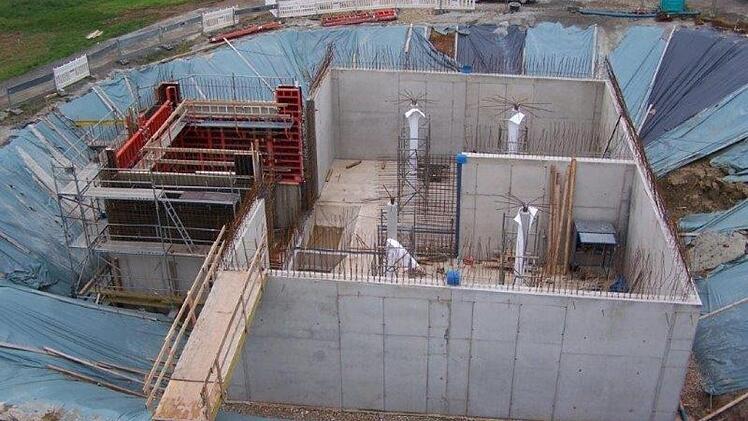 Blick auf den neuen Hochbehälter, der momentan auf dem Vogelberg gebaut wird.Manfred Gawert