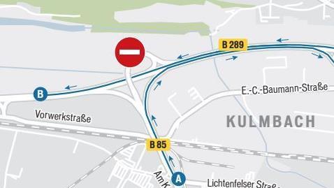 Das ist die Umleitung für alle, die von der B 85/Am Kreuzstein Richtung Lichtenfels wollen. Grafik: Dagmar Klumb