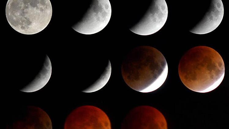 So werden die Phasen der Mondfinsternis in etwa ablaufen. Foto: dpa
