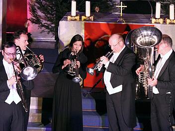 Das Blechbläserquintett Harmonic Brass aus München begeisterte in der Brückenauer Stadtpfarrkiche. Foto: Thomas Dill