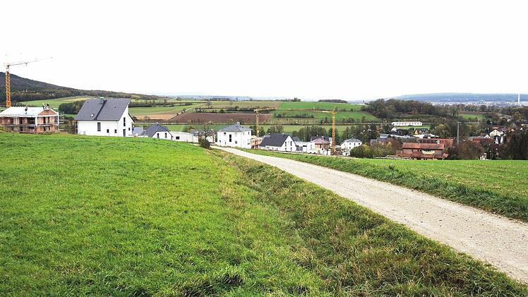 Im Hintergrund das Buttenheimer Baugebiet "Erlach", im Vordergrund soll links und rechts des Weges das neue Baugebiet "Erlach-Nord" entstehen. Fotos: privat/Ronald Rinklef Foto: privat