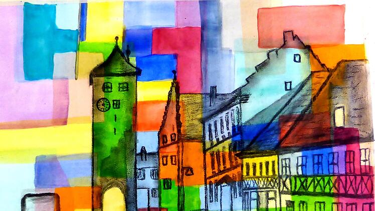 "Mei Haßfurt" lautet der Titel des Bildes von Irene Wagenhäuser. Repros: Günther Geiling