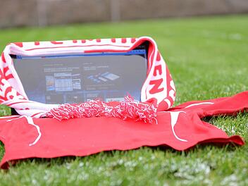 Hauptsache, die Verbindung ins Internet steht: Werbung für den Live-Ticker des Bayerischen Fußballverbandes wurde gemacht beim Runden Tisch in Niederlauer. Interessiert hatte dies die Vereinsvertreter eher weniger.  Foto: Jürgen Schmitt