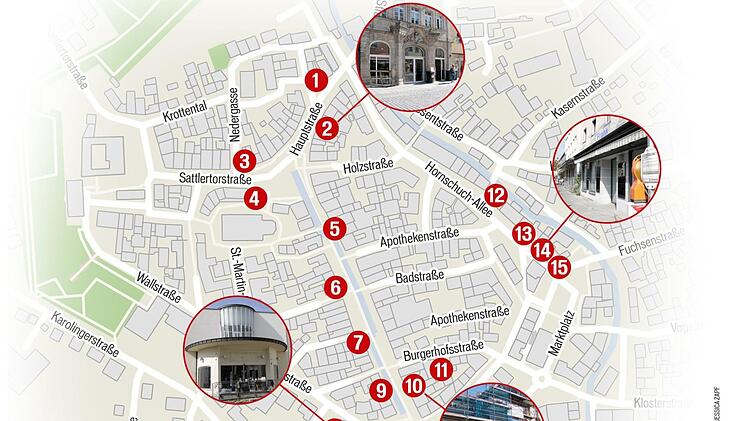 Eine Übersicht über die Leerstände in der Forchheimer Innenstadt. Keine Gewähr auf Vollständigkeit. Grafik: Jessica Zapf