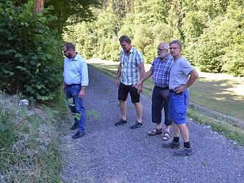 Damit der Weg im Weißbachsgrund so gut hergerichtet werden konnte, mussten die Grenzsteine gefunden werden (von links): Sebastian Straubel, Norbert Seitz, Rolf Hess und Bernd Faber. Rainer Lutz