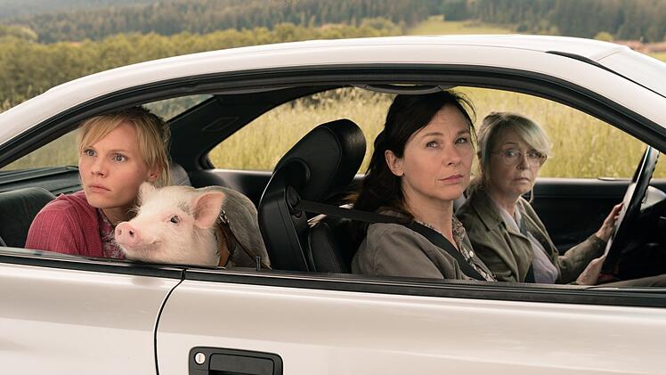 Die "Highspeed Girls" gemeinsam mit Schweinchen Paul auf Achse, von links: Rosalie Thomass, Bettina Mittendorfer und Gisela Schneeberger.