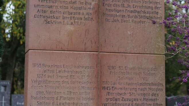 Die Geschichte des Friedhofes, in Stein gemeißelt