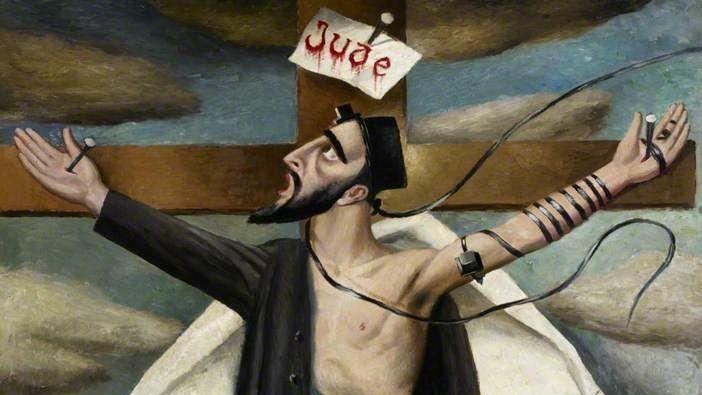 Lange verleugnet, wird für den britisch-jüdischen Maler und Kunstkritiker Emmanuel Levy (1900-1986) der gekreuzigte Jude Jesus sogar zum Sinnbild für das Leiden des jüdischen Volkes. Er malt 1942 die "Kreuzigung".