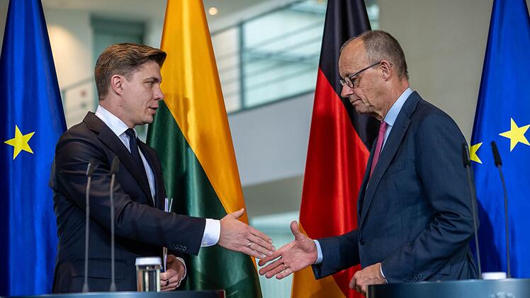 Litauens Ministerpr&auml;sident Sinkevicius bei Kanzler Merz