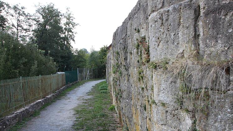 Nahe des Jörgentors wölbt sich die Stadtmauer sichtbar nach außen. Bürgermeister Blank will klären lassen, ob dies unbedenklich ist oder ob die Stadt handeln muss.Heike Beudert