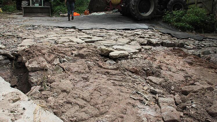Hier kam das Wasser heruntergeschossen.